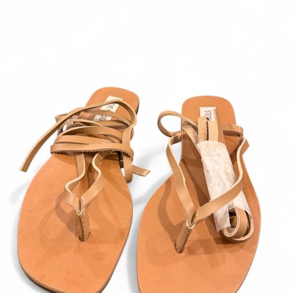 Steve Madden Wynn Tan Leather Lace Up Gladiator Sandals Square Toe WYN01S1 6.5 - Picture 2 of 6
